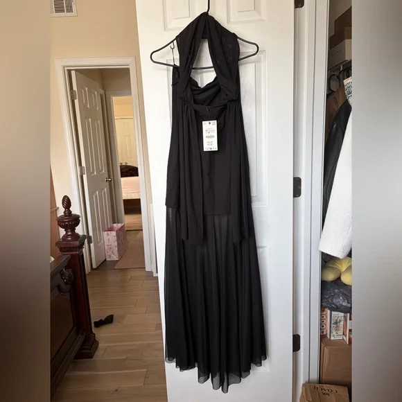 Zara COMBINED DRESS WITH TRANSPARENCIES medium REF. 2180/238 black - Picture 11 of 11